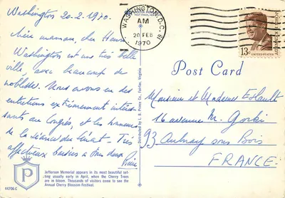 Jefferson Memorial — Washington D.C. — Dexter Press, n° 44706-C — Verso