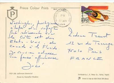 Memorial de Jefferson — Washington, DC — Prince Colour Prints, PCP 206 — Verso