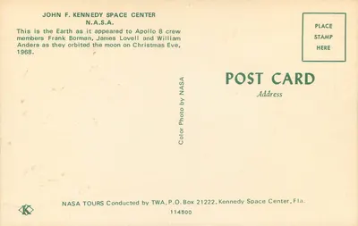Widok Ziemi z Księżyca — Apollo 8 — NASA Kennedy Space Center — Rewers