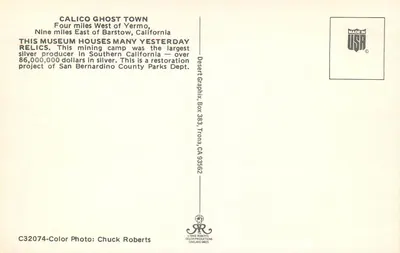 Calico Ghost Town — Muzeum dawnego obozu kopalni — Desert Graphix — Rewers