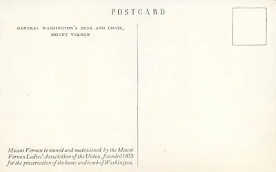 Geral Washington — Escritório e cadeira, Mount Vernon — Verso
