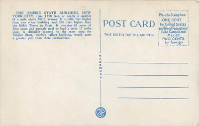 Fifth Avenue y Empire State Building, Nueva York — B.B. editor, n° 36374 — Reverso