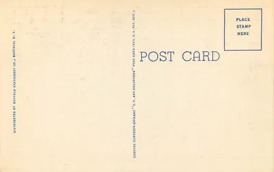 Budynek elektryczny w nocy — Buffalo, N.Y. — wydawca Buffalo Stationery Co. — Rewers