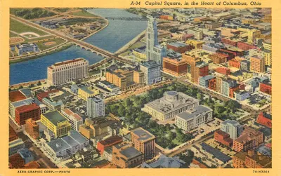 Capitol Square, no centro de Columbus, Ohio — A-34 — Aero-Graphic Corp. — 7A-H3264