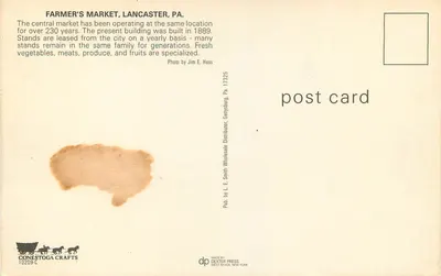 Rynek rolników, Lancaster, Pensylwania — Conestoga Crafts, n° 10209-C — Rewers