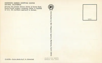 Sherwood Gardens — Salinas, Calif. — Bell Magazine Agency — Verso