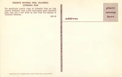 Cathedral Peak — Park Narodowy Yosemite, Kalifornia — H.S. Crocker Co. BSY-45 — Rewers