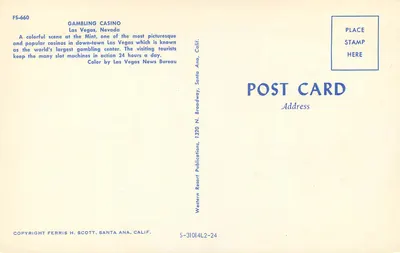 Casino del Mint — Las Vegas, Nevada — Western Resort Publications — Achterkant