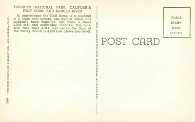 Park Narodowy Yosemite — Half Dome i rzeka Merced — Western Publishing & Novelty Co. — Rewers