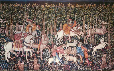 Tapeçaria gótica — Caça na floresta — Hearst San Simeon State Historical Monument