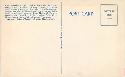 Wachtpost langs het pad naar de rand, nationaal park Zion, Utah — American Colorants, Chicago, U.S.A. — Achterkant