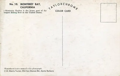 Baía de Monterey — porto de pesca — TAYLORCHROME COLOR CARD n°10 — Verso