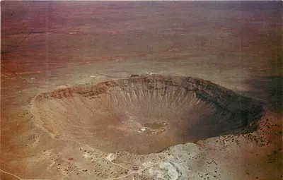 Craque meteorítico do Arizona — vista aérea — Mirro-Krome Cards, série RMF-154