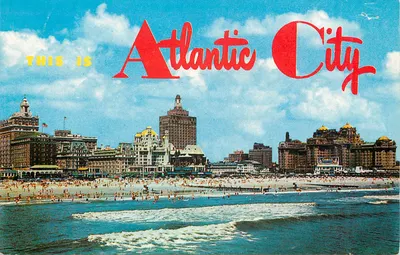 Atlantic City — skyline e praia — editor Tichnor Bros. Inc. N° K-11495