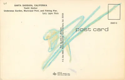 Santa Barbara — Port Yachtowy, Miejski Basen, Podwodny Ogrodek, Przystań do Rybaczenia — Dexter Press, Inc. — Rewers