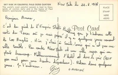 Canyon Palo Duro — Texas — editor P. B. Lane Co., Amarillo, Texas — Verso