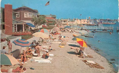 Balboa Island, Califórnia — praia e cais — Golden West Distributors, n° P6464