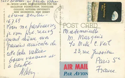 39 Wood Lawn, Sede da Fundação Douglass, Universidade Rutgers — Nova Brunswick, Nova Jersey — Nassau Post Card Distribution Co. — Verso