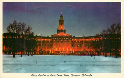 Civic Center no Tempo de Natal — Denver, Colorado — Cooper Post Card Co.