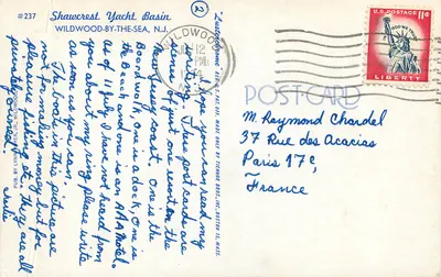 Wildwood by the Sea, N.J. — port avec bateaux — éditeur Tichnor Bros., Inc. Boston, n° #237 — Back