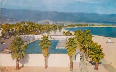 Piscina municipal (Los Banos del Mar) — Cabrillo Blvd. e Stearns Wharf em segundo plano — Mike Roberts, C2848