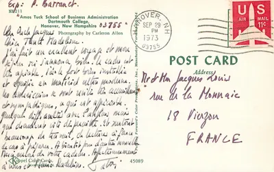 Amos Tuck School of Business Administration — Dartmouth College — Koppel Color Cards, Inc. n°45089 — Verso