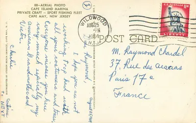 Cape May, Nova Jersey — Marina aérea — Steger Beach Service — Verso