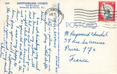 Wildwood by the Sea, N.J. — Shuffleboard Courts and Rio Motel — Pub. by Lynn Boyer, Jr. — Back
