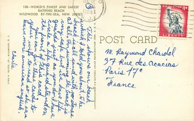 Wildwood-by-the-Sea — praia lotada — Lynn H. Bover, Jr. n°158 — Verso