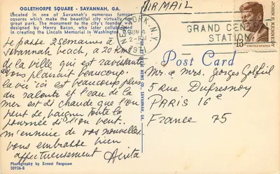 Oglethorpe Square - Savannah, GA — Fotografia por Ernest Ferguson — n° 30936-B — Verso