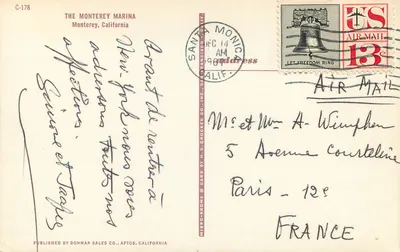 O porto de Monterey — Marina — editor H.S. Crocker Co. n° C-178 — Verso