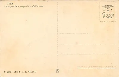Piza — Wieża Pizy za katedrą — Ediz. S.A.F. Milano, n° 1668 — Rewers