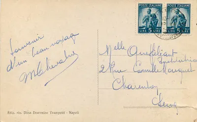 Pompéia — Vista da Piazza com o Fórum Civil — Domenico Trampetti, Nápoles — Verso