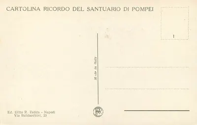 Valle di Pompei — Ołtarz kościoła w Pompei — Wyd. Ditta R. Zedda - Napoli — Rewers