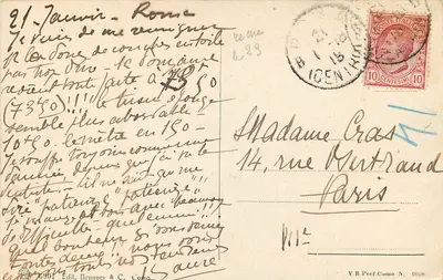 Rzym — Castel S. Angela — widok zamek i most z figurami — wydawca Brunner & C. Como, nr 6901 — Rewers