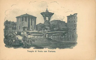 Tempio di Vesta z fontaną — Rzym — Karta pocztowa włoska