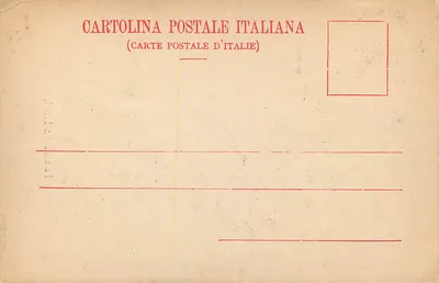 Pałac Barberini — widok wejścia z kratą i statuami — Cartolina Postale Italiana — Rewers