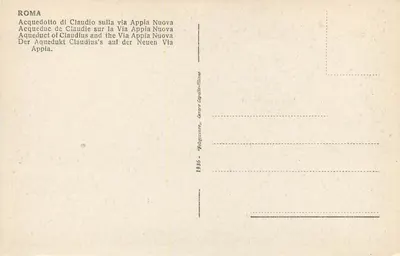 Rzym — Akwedukt Klaudiusza na Via Appia Nuova — Wydawca: César Capello, n° 1936 — Rewers