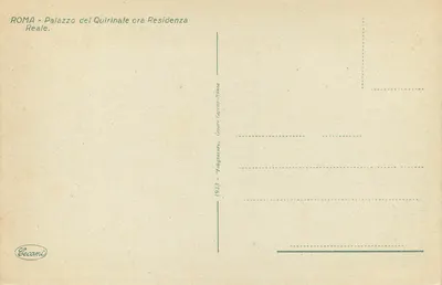 Pałac Quirinalny — Pałac Królewski — Cecani, n° 1933 — Rewers