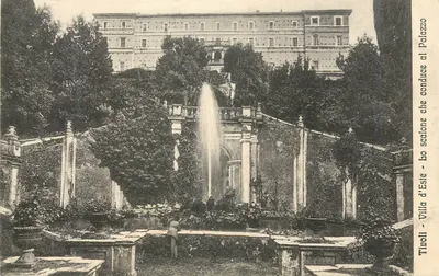Villa d'Este em Tivoli — vista do jardim com fonte — G. Garosi, n° 1714