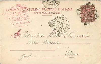 Piazza Carlo Emanuele II — Pomnik Camilla Cavoura — G. Mediani & Co. - Mifa 1898 — Rewers