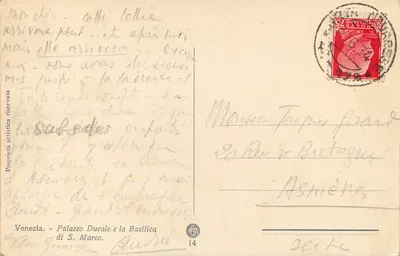 Wenecja — Pałac Ducale i Bazylika Świętego Marka — wydawca Am. Bortolotti, n° 14 — Rewers