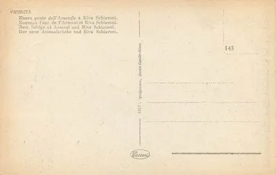 Wenecja — Nowy most Arsenalu i Riva Schiavoni — Ceccani, nr 143 — Rewers