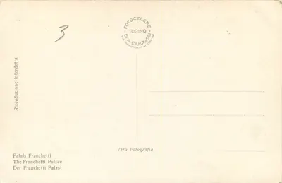 Wenecja - Pałac Franchetti — widok kanału z gondolami i bazyliką Santa Maria della Salute na tle — wydawca A. Campassi, Torino, nr 369 — Rewers