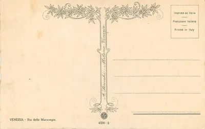 Veneza - Rio delle Maravegie — A. Berocchi - Milão - 4338 - 8 — Verso