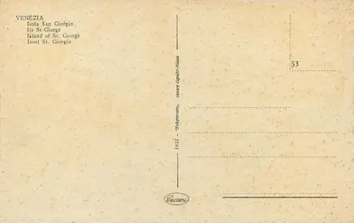 Veneza — Ilha de São Jorge — editor Cecamì, n°53 — Verso