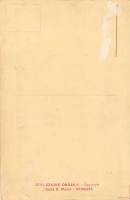 Wenecja - Palazzo Ca' d'Oro — widok kanału z gondolą — wydawca Collezione Ongania — Rewers