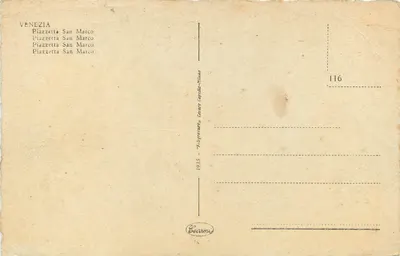 Piazzetta San Marco — Wenecja — wydawca Cecatami, nr 116 — Rewers