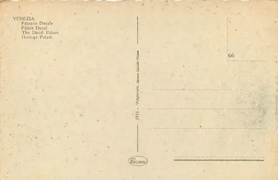 Wenecja — Plac św. Marka — Pałac Dogów — wydawca Cecconi, nr 66 — Rewers