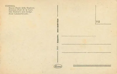 Wenecja — Most stacji (Pont de la Gare) — Ceccani n°112 — Rewers
